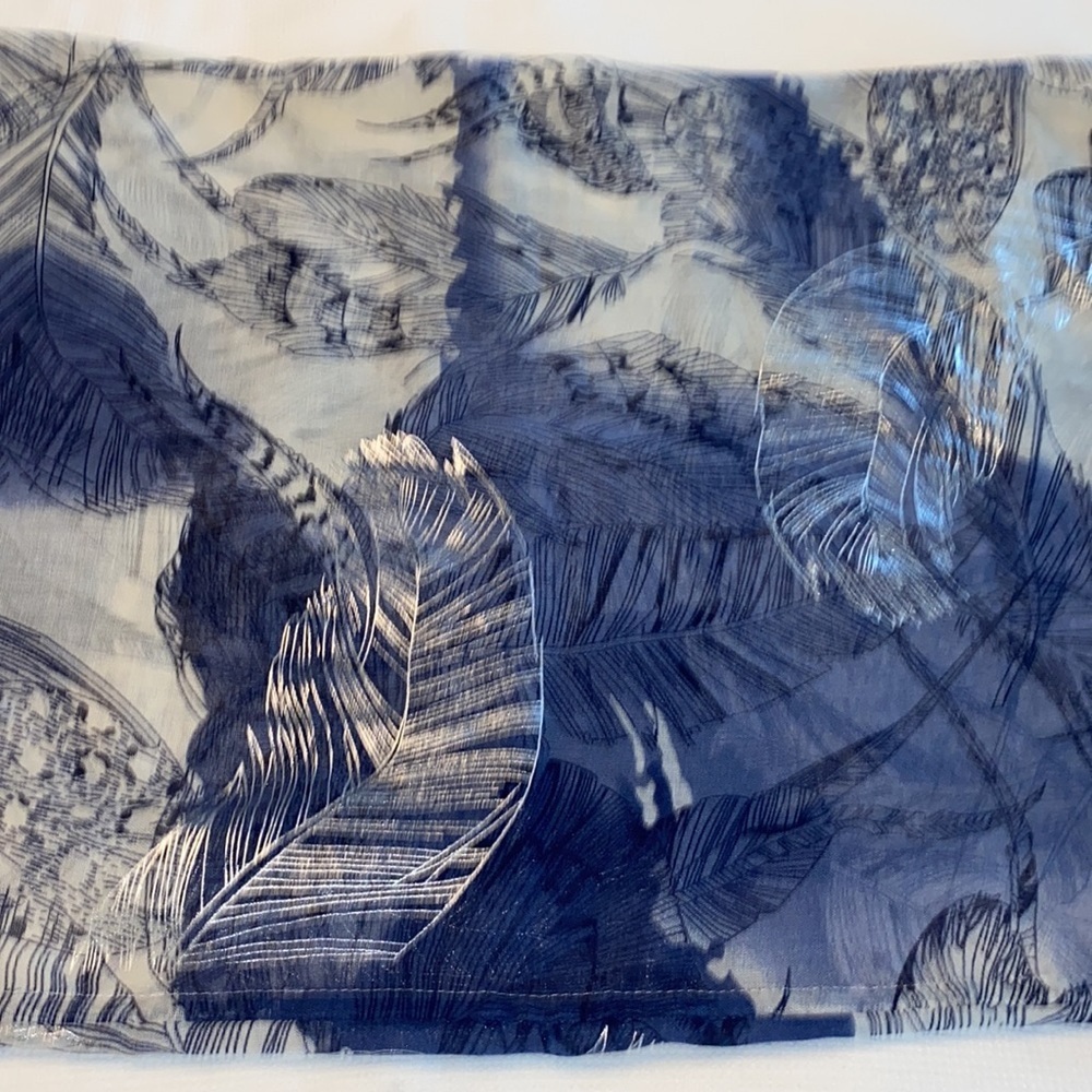 Infinity Scarf Silver and Blue Colors Leafs NWT - Picture 7 of 10